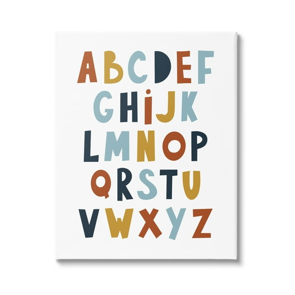 Stupell Industries Natural Tones Alphabet Typography Painting Gallery Wrapped Canvas Art Print Wall Art, 16 x 20