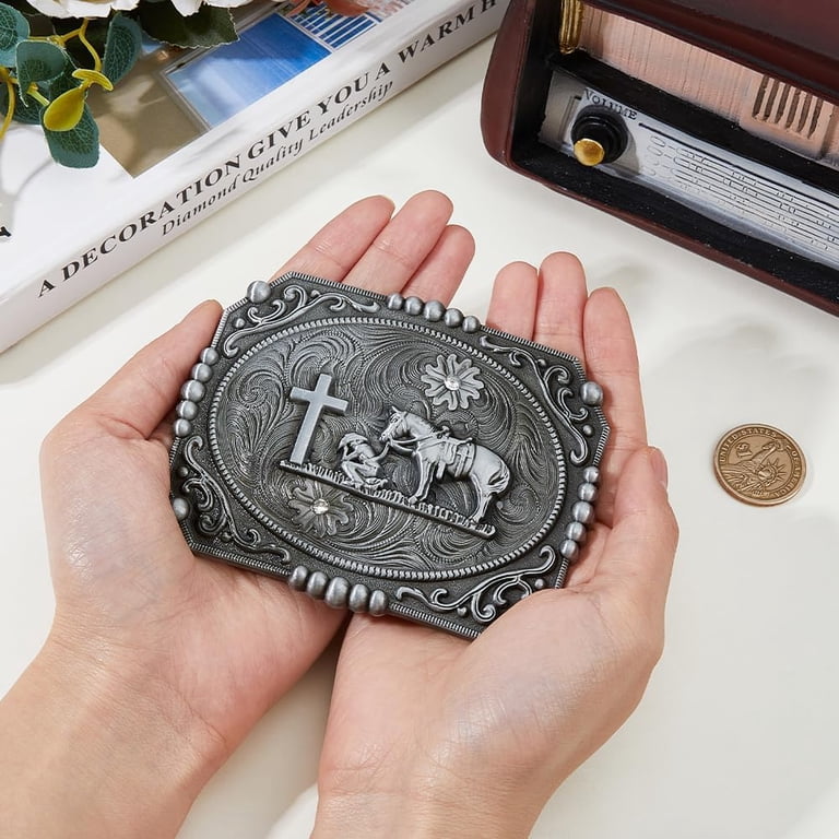 Western Cowboy Belt Buckle for Men Horse Cross Belt Buckle  display picture 3