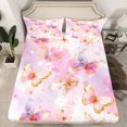thumbnail image 2 of Manfei Chic Butterfly Queen Sheet Sets,Golg Glitter Print Flat Sheet,Pink White Queen Fitted Sheet For Girls Kids,Breathable Home Decor,4pcs, 2 of 7