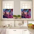 thumbnail image 4 of Christmas Abstract Kitchen Curtains and Valances Set, Flamingo Xmas Tree Gifts Pink Beach Rod Pocket Window Valance 18 Inch Window Curtain Panels for Living Room Bedroom Laundry, 27.5x36in, 3 Pieces, 4 of 7