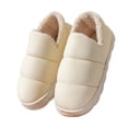 thumbnail image 4 of Gpaecead Unisex Winter Quilted Nylon Flat Shoes Warm Sherpa Lined Slip On Indoor Outdoor House Shoes With Non Slip Sole White, 4 of 7