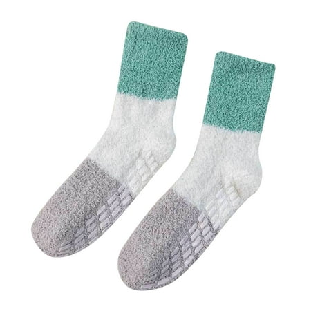

6-Pack Womens Socks Fall Winter Casual Color Matching Warm Thick Coral Home Stockings Socks