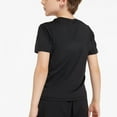 thumbnail image 3 of Virmaxy Spring Summer Breathable Short Sleeve Compression Top Moisture Wicking Lightweight Stretch Athletic Shirt for Running Training Sports, for 7-12 Years Black, 3 of 4
