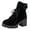 Black, variant on Lovskoo 2024 Women's Ankle Boots Round Toe Chunky Heel English Suede Light Cotton Boots Belt Buckle Buckle Chunky High-Heeled Ankle Boots Black