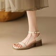 thumbnail image 5 of AXXD White Cute Sandals for Women Trendy Leather Summer Trendy Ankle Strap Mothers Day, 5 of 7