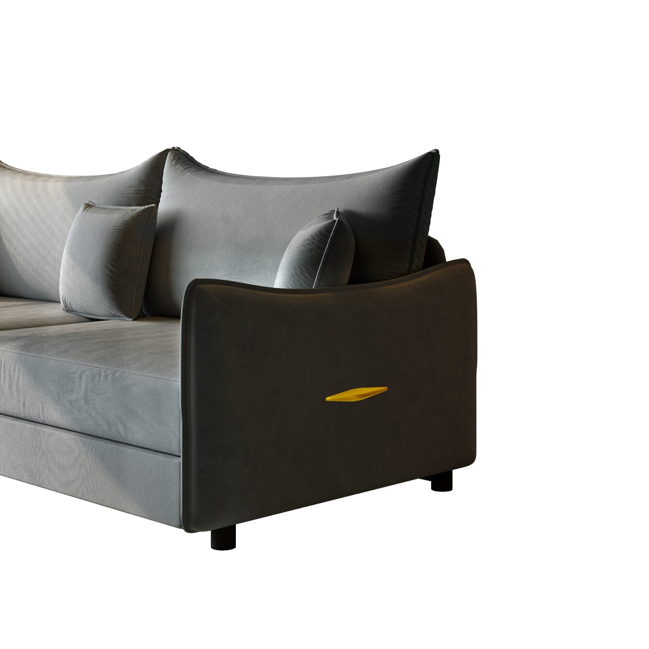 Noble House Abriel King Pull Out Sleeper Sofa Bed, Modern Velvet 3-in-1 Convertible Couch with Pillows, Dark Grey