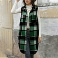 thumbnail image 4 of jobturf Long Vest for Women Fashion Flannel Plaid Shacket Fall Winter Lightweight Casual Outerwear Button Down Sleeveless Jacket with Pockets Size L, 4 of 5