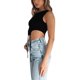 thumbnail image 3 of VISgogo - Camisetas sin mangas para mujer, decoración de cuerda de color sólido, cuello redondo, dobladillo irregular, camisetas cortas, chaleco simple informal VISgogo  moda, 3 of 5