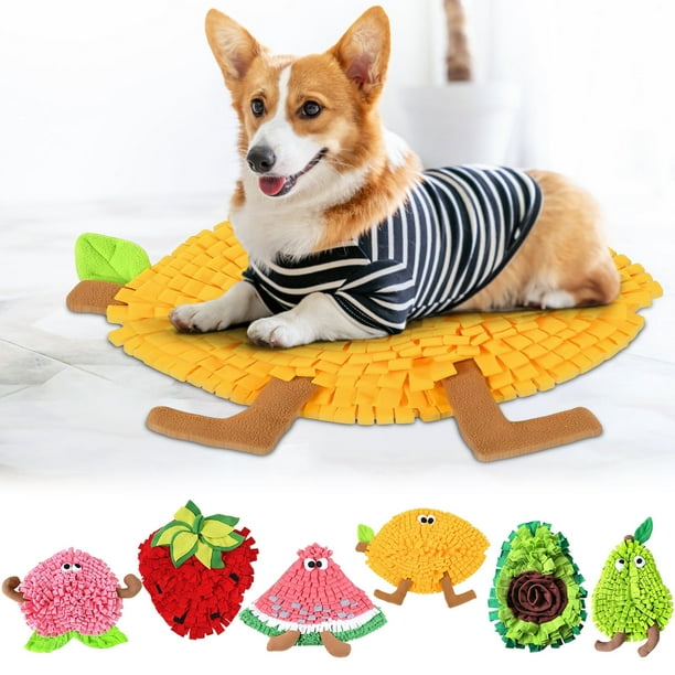 Xihbxyly Tapete para Olfateo de Frutas, con Formas de Melocotón, Sandía, Limón y Pera, Comedero Lento para Perros, Estimulación Mental para Mascotas, Juego En Interiores y Exteriores, Apto para Perro
