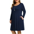 thumbnail image 3 of a.Jesdani Women's Plus Size Dresses Casual Long Sleeve Pleated Dress Fall Dresses with Pockets L-4X, 3 of 8
