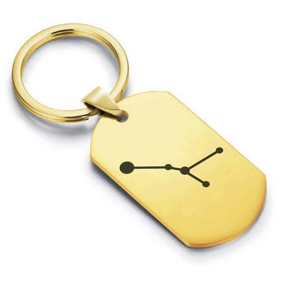 Stainless Steel Cancer (Crab) Astrology Constellation Dog Tag Keychain Circle Ring