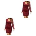 thumbnail image 2 of Jumpingount Vestido de manga larga de encaje Sexy para mujer de primavera, vestido de fiesta para niñas, estilo informal de poliéster con cuello Vino rojo L 2Conjunto, 2 of 6