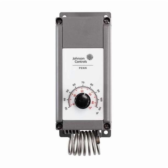 Johnson Controls Mech Tstat,Heat or Cool,Plastic,110/30F A19PRC-1C