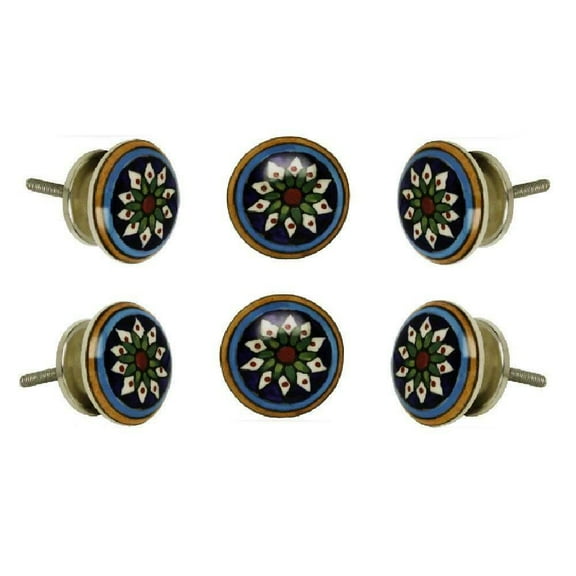 Set of Six Ceramic Devon Cabinet Knobs by Trinca-Ferro