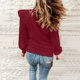 thumbnail image 3 of Lovskoo Sweaters for Women Casual Trendy Solid Pullover Long Sleeve Round-Neck Tops Sweater Claret, 3 of 6