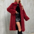 thumbnail image 5 of Stichou Womens Faux Fur Winter Coats 2025 Fashion Long Sleeve Oversized Long Jacket Coat with Pockets Outerwear Wine S, 5 of 6