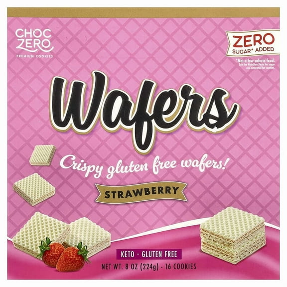ChocZero, Premium Cookies, Wafers, Strawberry, 16 Cookies, 8 oz