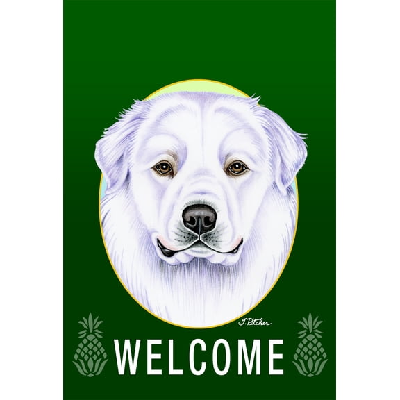 Great Pyrenees - Best of Breed Welcome Pineapples House Flags