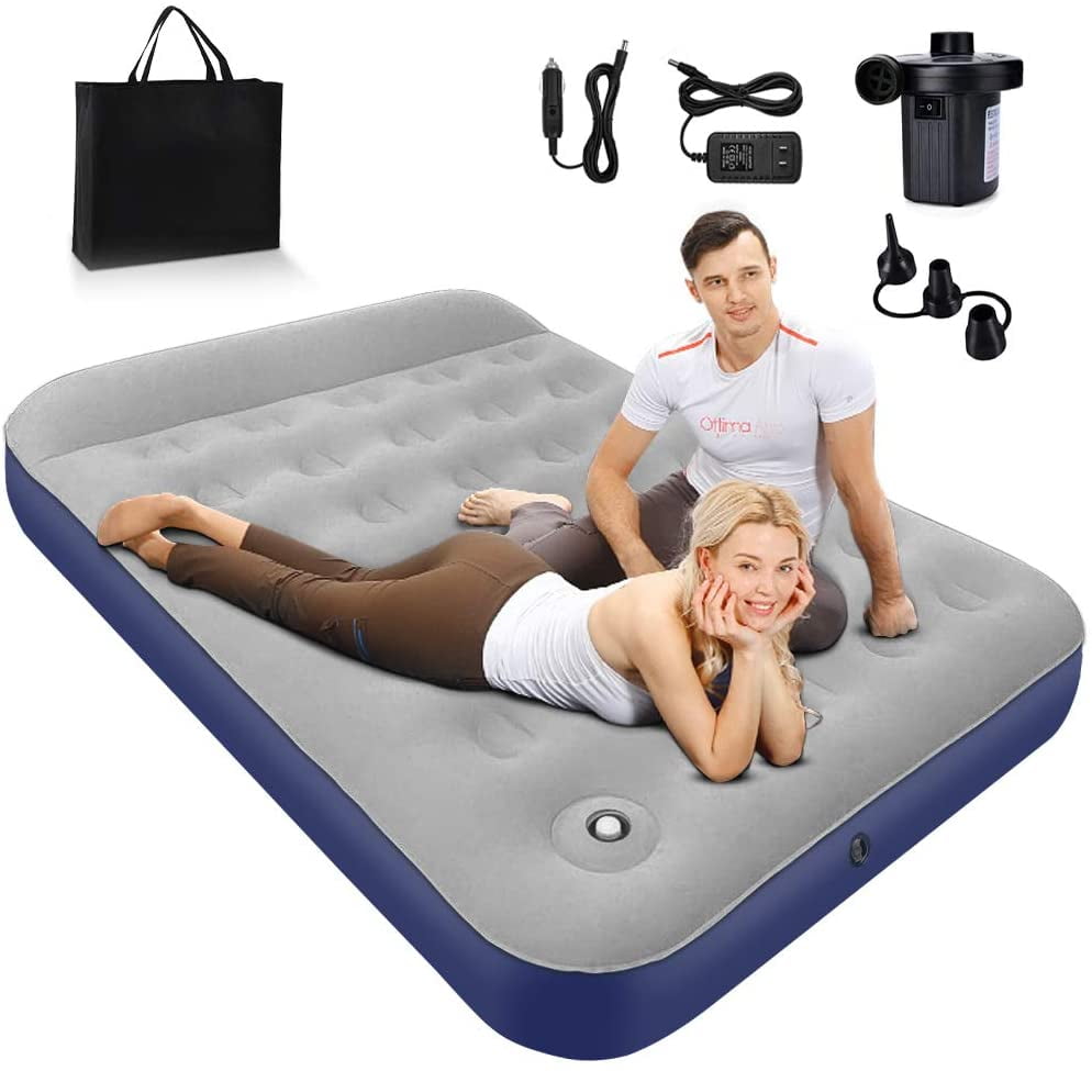 DOUBLE OR SINGLE AIRBED WITH BUILT IN FOOT PUMP AIR BED CAMP MATTRESS 