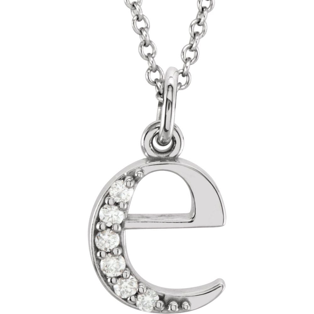 Diamond2Deal - 14K White Gold Diamond Lowercase Initial Pendant ...