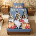 thumbnail image 4 of Erosebridal Cartoon Gnome Twin Sheets 3pcs,Autumn Pumpkin Harvest Bedding,Blue,1 Flat Sheet, 1 Fitted Sheet and 1 Pillowcase, 4 of 6