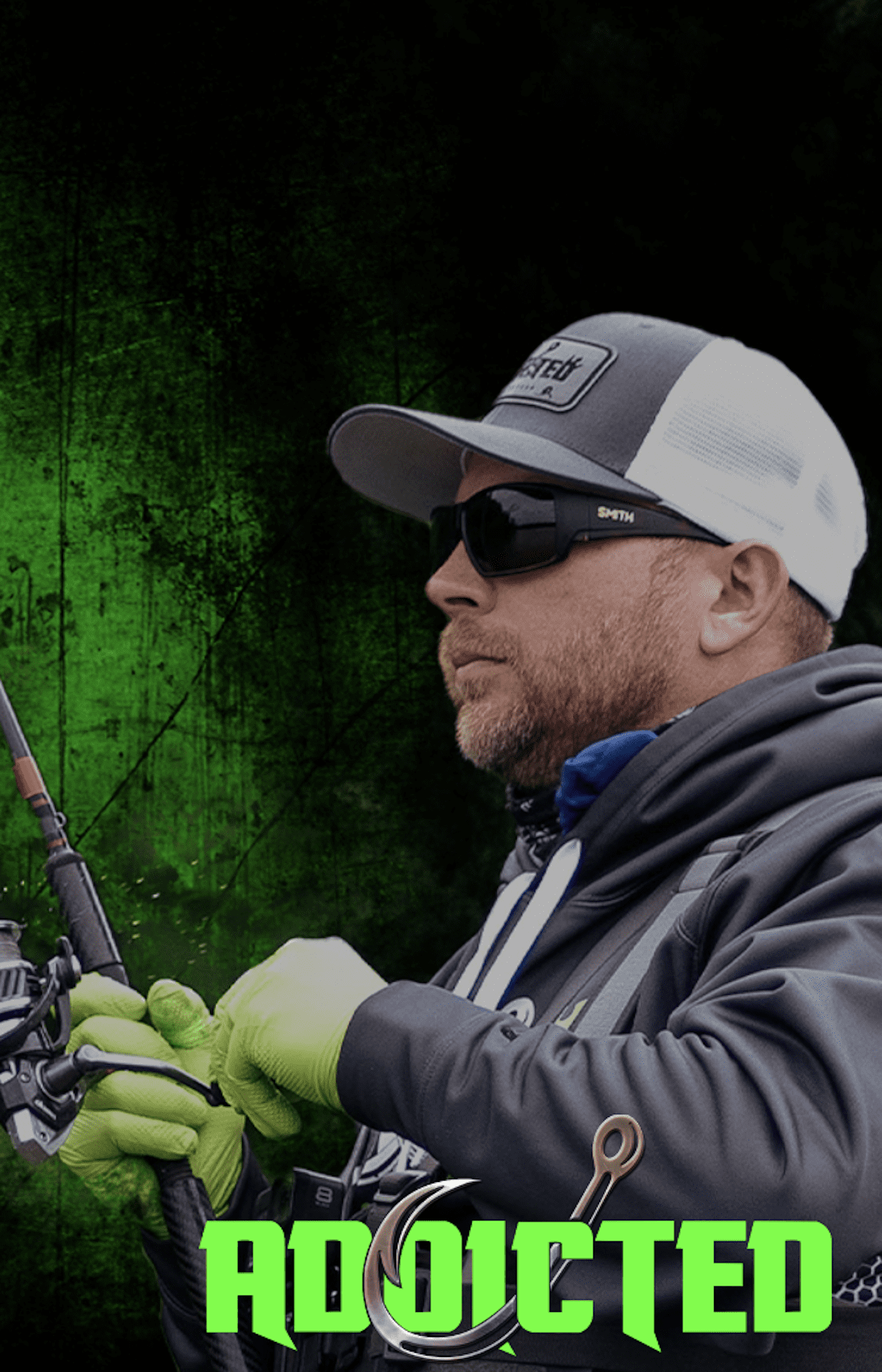 Addicted Fishing, Gray/White Camo Hoodie, UPF, Large Size, 1 Piece