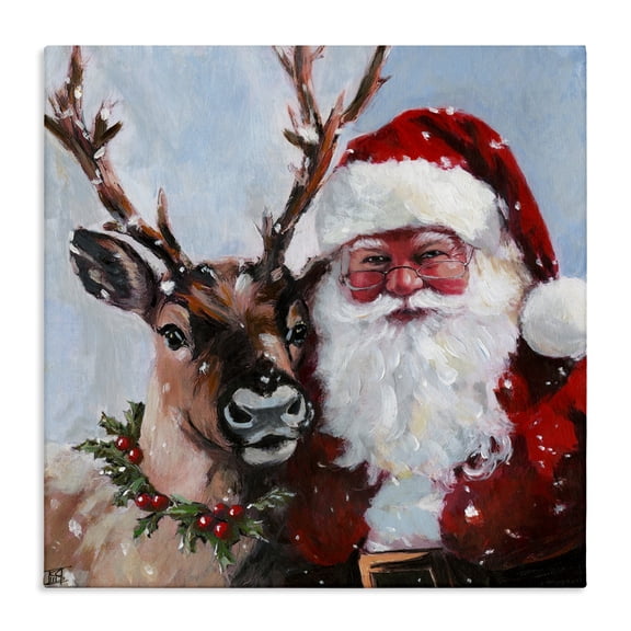 Stupell Industries Rosy Cheeked Santa & Reindeer Canvas Wall Art, design by Sara Culpepper, 36 x 36