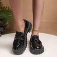 thumbnail image 2 of ZACPNCV Women's Black Patent Leather Bow Loafers Large Size Round Toe Slip On Flats Comfortable Casual Work Shoes, 2 of 8