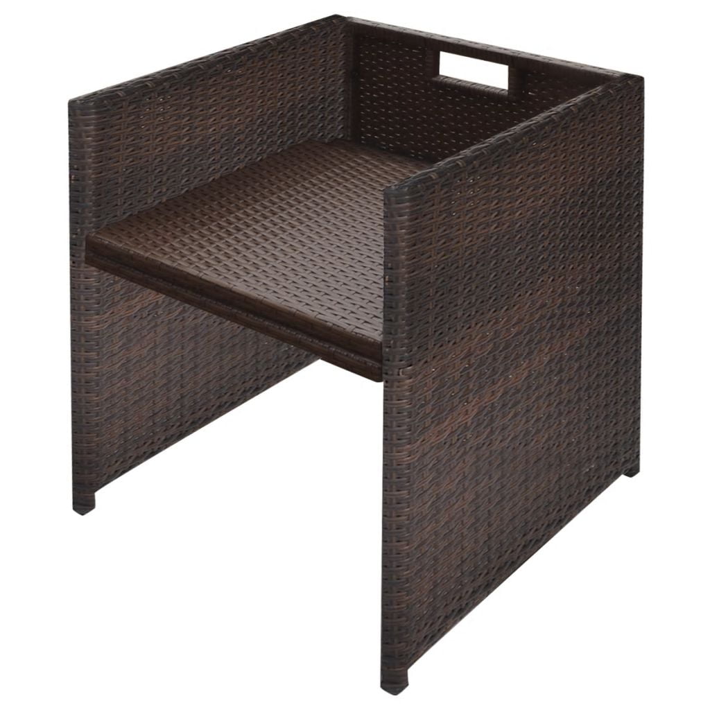 Kepooman 13 Pcs Patio Rattan Dining Table Sets with Glass Table for Outdoor Garden, Brown