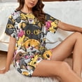 thumbnail image 4 of Balery Cute Cat Cartoon Conjunto de Pijama para Mujer con Estampado, Dos Piezas de Manga Corta y Shorts, Ropa de Dormir Suave con Cuello Redondo y Bolsillos-4X-Large, 4 of 6
