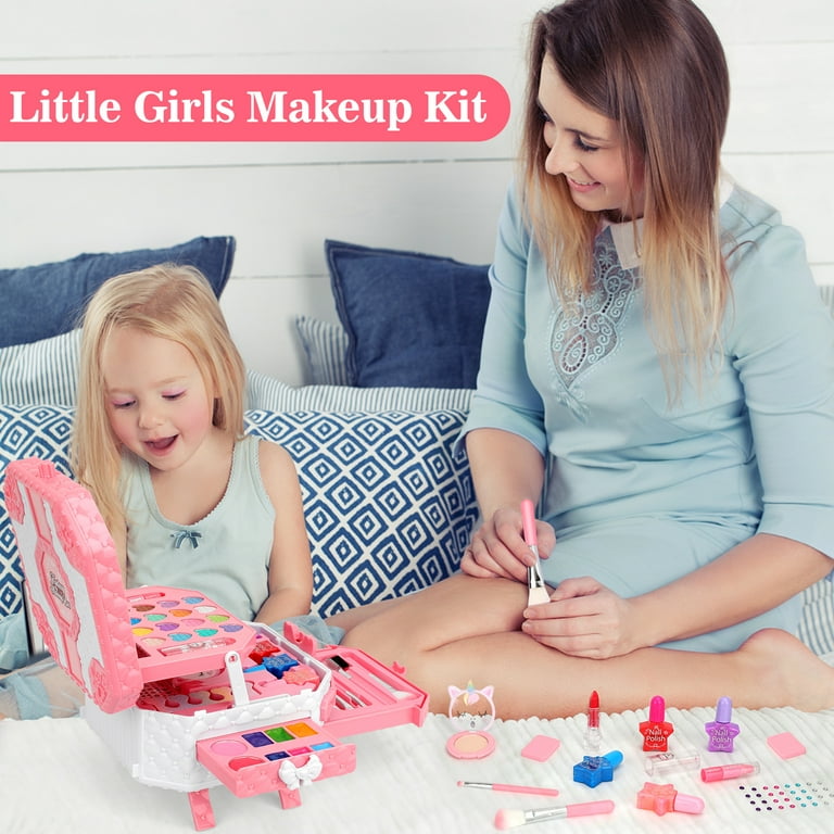 Sendida Kids Makeup Kit, 64PCS Washable Pretend Play Cosmetic Set