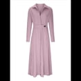 thumbnail image 2 of Vestido Maxi Informal de Otoño para Mujer, con Solapa, Abertura, Antiarrugas, y Bolsillos para Vacaciones Rosa XL, 2 of 5