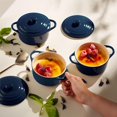thumbnail image 2 of Mini Cocotte Ceramica KooK Set de 4 Cazuelas con Tapa 12oz Gres para Horno, 2 of 5