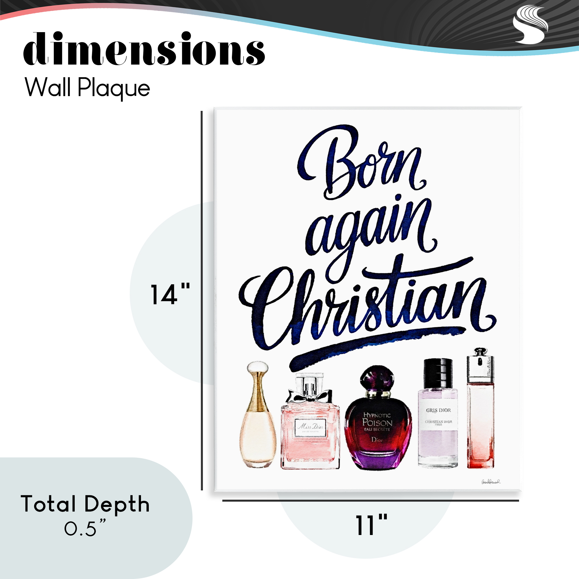Born Again Christian Skincare Wall Plaque Art, design by Amanda Greenwood
