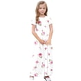 thumbnail image 5 of DAETIROS Girls Maxi Dress with Pockets Floral Short Sleeve White Long Casual Summer Soft Cotton Feel for Wedding Party 4-14 Years,Size 13 T, 5 of 9