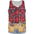 thumbnail image 1 of Halloween Plumber Flannel All Over Adult Tank Top, 1 of 2