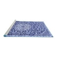 thumbnail image 2 of Ahgly Company Machine Washable Indoor Square Medallion Blue Traditional Area Rugs, 5' Square, 2 of 4