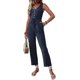 thumbnail image 1 of Elegantes de Verano para Mujer, Sin Mangas, con Cuello en U, Informales, de Pierna y Pantalones Largos 2025, Azul Marino, Talla XL, 1 of 9