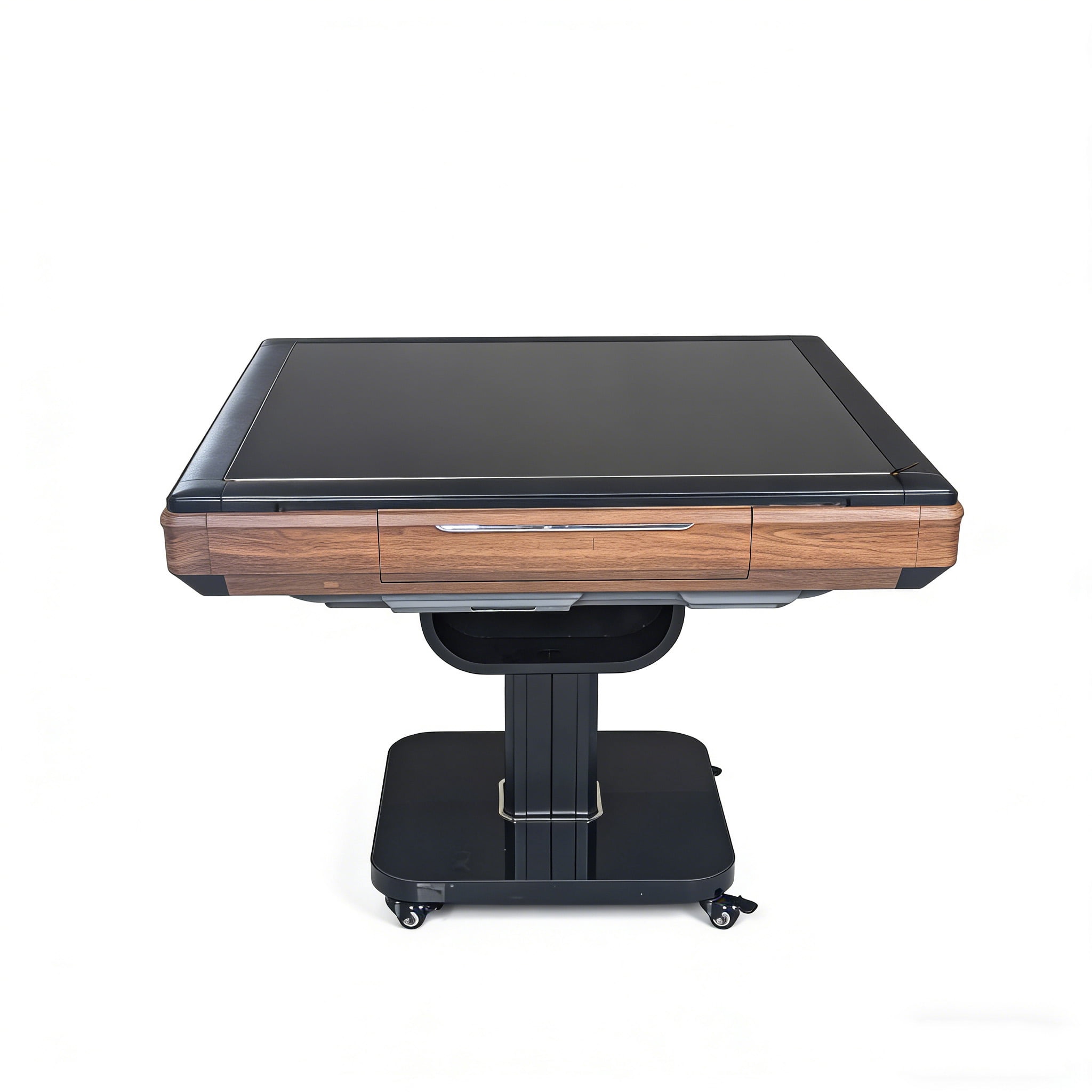 Noble House Foldable Automatic Mahjong Table with Wheels, Magnetic Tiles, Hard Cover, Brown