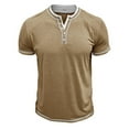 thumbnail image 6 of Kaemgyyd Men's Henley Shirt Soft Button Collar Short Sleeve Summer Tee Casual Color Block Beach Golf Workout Tops, 6 of 6