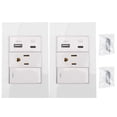 thumbnail image 2 of Enchufe De Pared, 2 Uds., 15A, 3 Orificios, Marco De Acero, Salida USB Con Panel De Vidrio Para Carga De Dispositivos, Oficina En Casa, 2 of 7