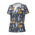 thumbnail image 2 of Naloa Llama and Cactus Print T-Shirts Short Sleeve V Neck Tees for Women Fashion Tops Trendy Lightweight Soft Casual Summer Outfits Clothes, 2 of 5