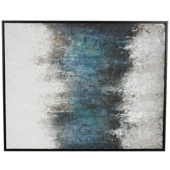 47" x 59" Silver Embellishments Geometric Framed Wall Art with Black Frame, by DecMode