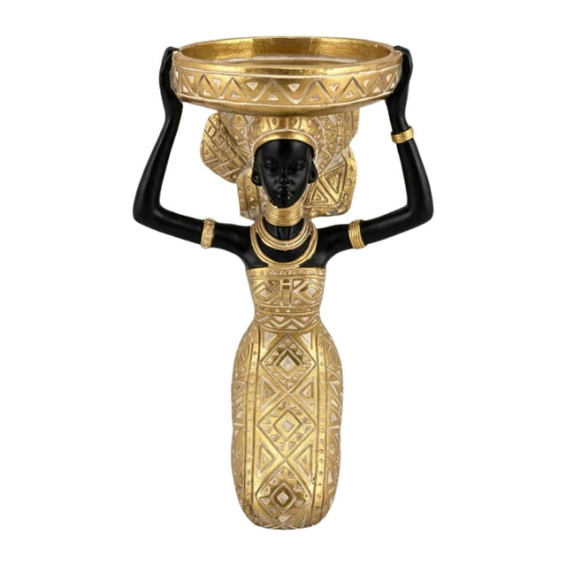 Portavelas con figura de dama africana, para escritorio, festival, cumpleaños, sala de estar Oro