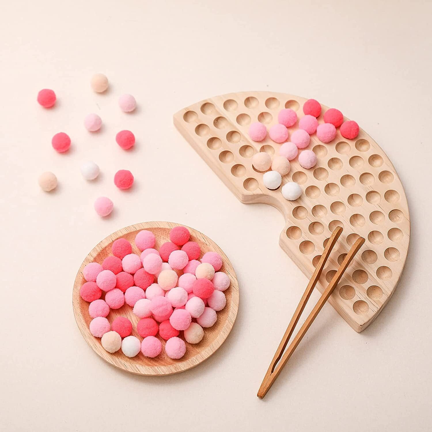 Wooden Peg Board Beads Game Color Sorting Toys Counting Matching Game Bead Counting Fine Motor
