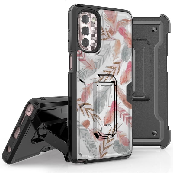 Armor Kombo Holster Rugged Cover Designed For Moto G Stylus 2022 Case Floral And Plant Series