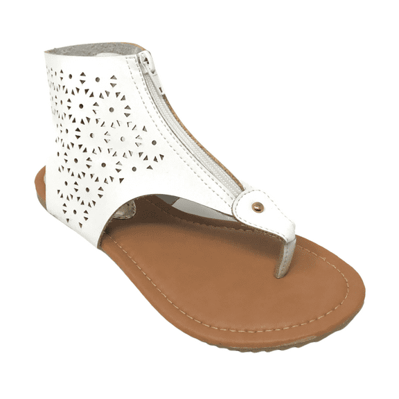 Victoria K Women's Laser Cutout Thong Front Sandals