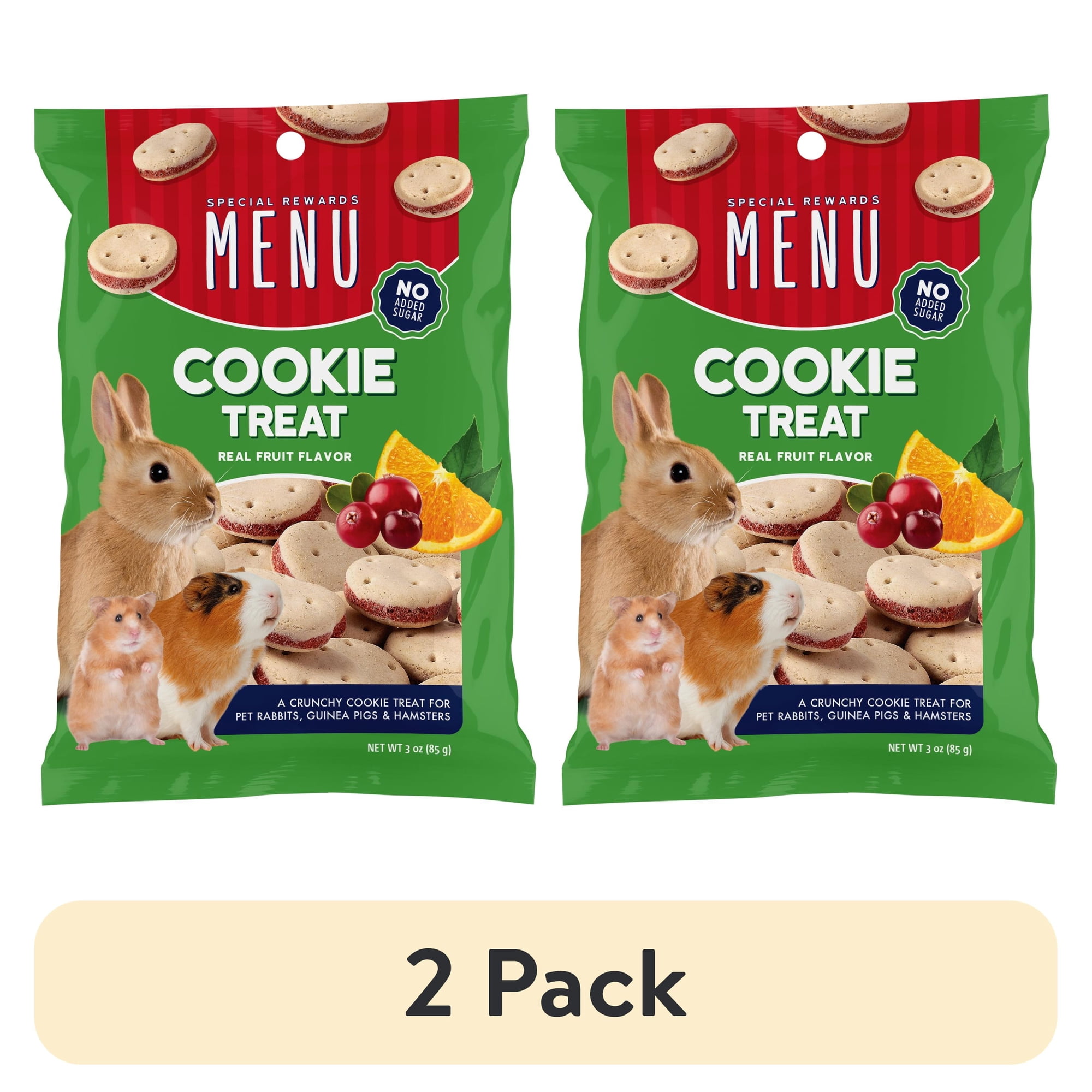 (2 pack) Menu Cookies with Cranberries Rabbit, Guinea Pig, & Hamster Treats, 3 Oz