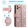 thumbnail image 6 of Nalacover Zipper Wallet Case For iPhone 12 Pro Max,360 Protection Luxury PU Leather Flip 9 Credit Card Slots and 2 Cash Pockets Holder Magnetic Shockproof Cover with Detachable Wrist Strap,Rosegold, 6 of 9