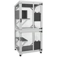 thumbnail image 1 of PawHut Outdoor Cat House, Large Catio with Wheels, Resting Box, White & Grey, 1 of 10